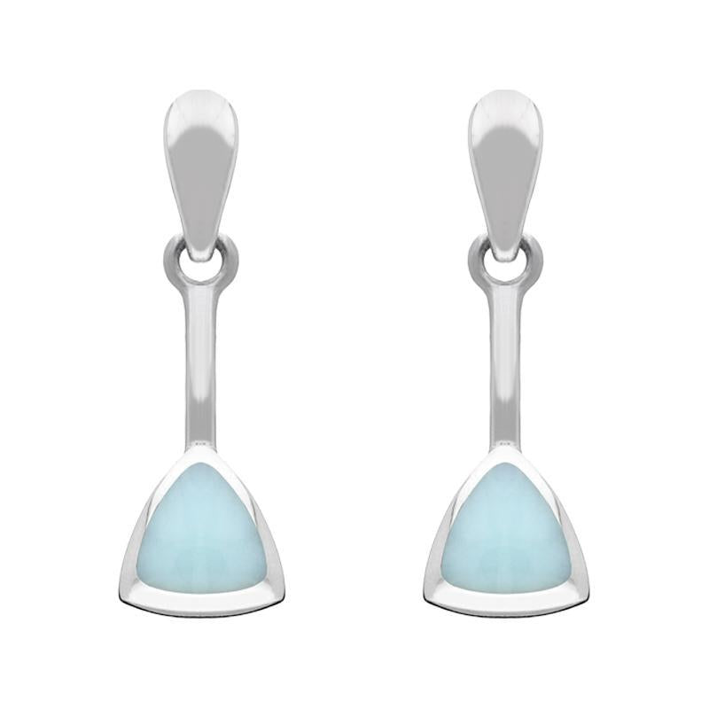 Sterling Silver Chrysoprase Curved Triangle Drop Earrings - Silver