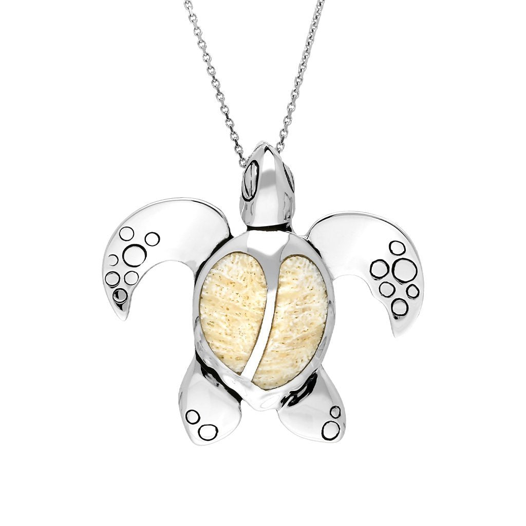 Sterling Silver Coquina Large Two Stone Turtle Necklace - Option1 Value Silver