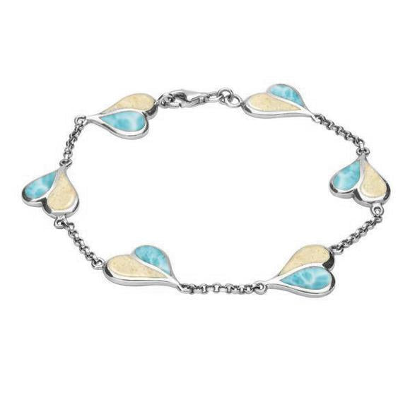 Sterling Silver Coquina Larimar Split Heart Bracelet - Option1 Value Silver
