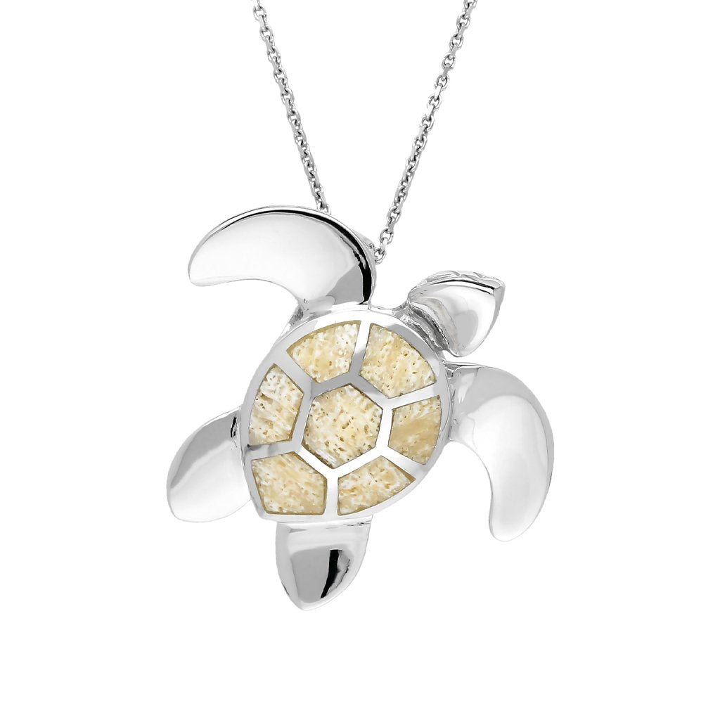 Sterling Silver Coquina Medium Seven Stone Turtle Necklace - Option1 Value Silver