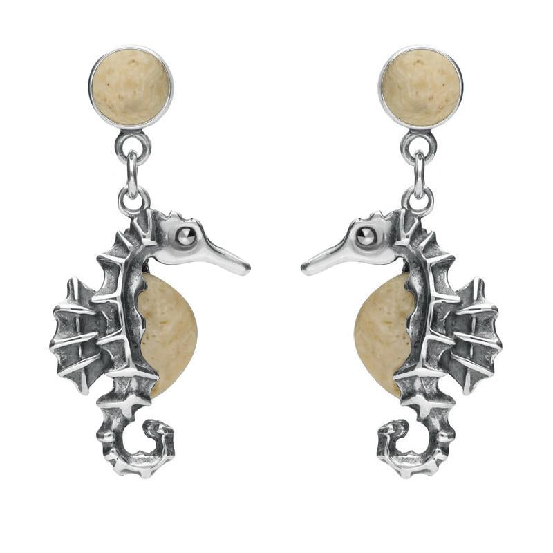 Sterling Silver Coquina Seahorse Drop Earrings - Silver
