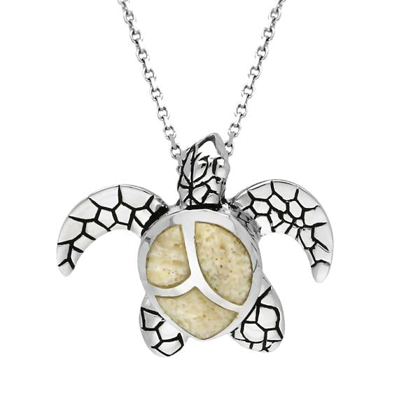 Sterling Silver Coquina Small Three Stone Turtle Necklace - Option1 Value Silver
