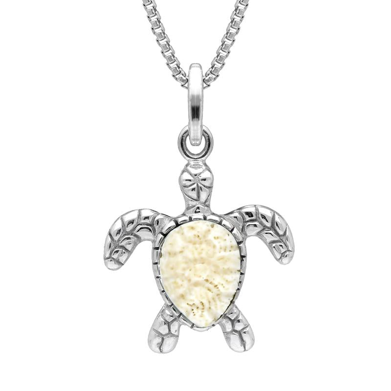 Sterling Silver Coquina Tiny Single Stone Turtle Necklace - Option1 Value Silver