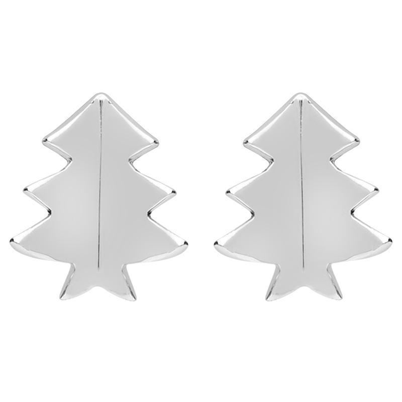 Sterling Silver Cut Out Christmas Tree Stud Earrings - Option1 Value Silver