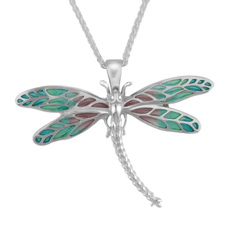 Sterling Silver Enamel House Style Dragonfly Brooch Necklace