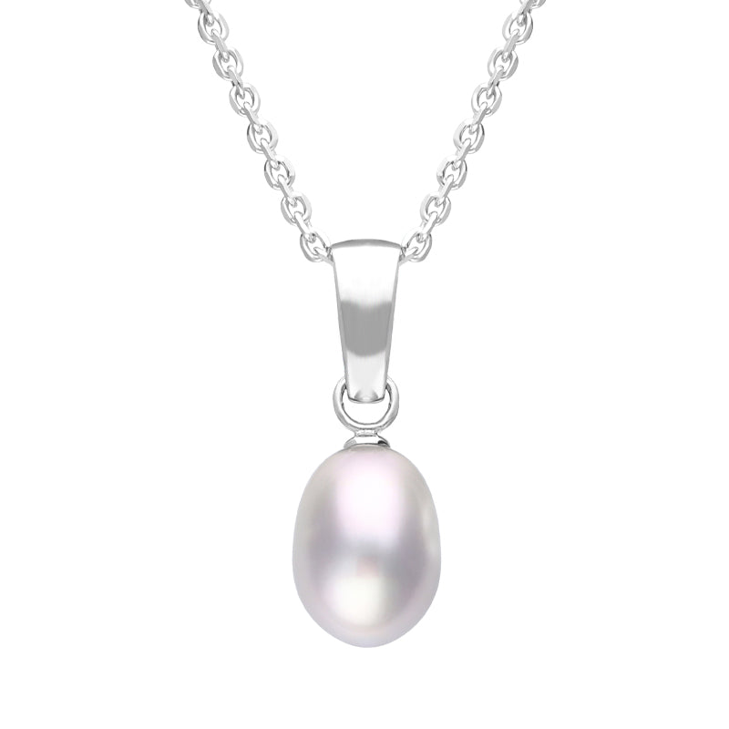 Sterling Silver Grey Pearl Drop Necklace D