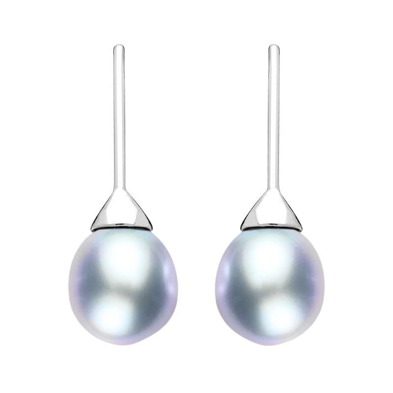 Sterling Silver Grey Pearl Hook Drop Earrings