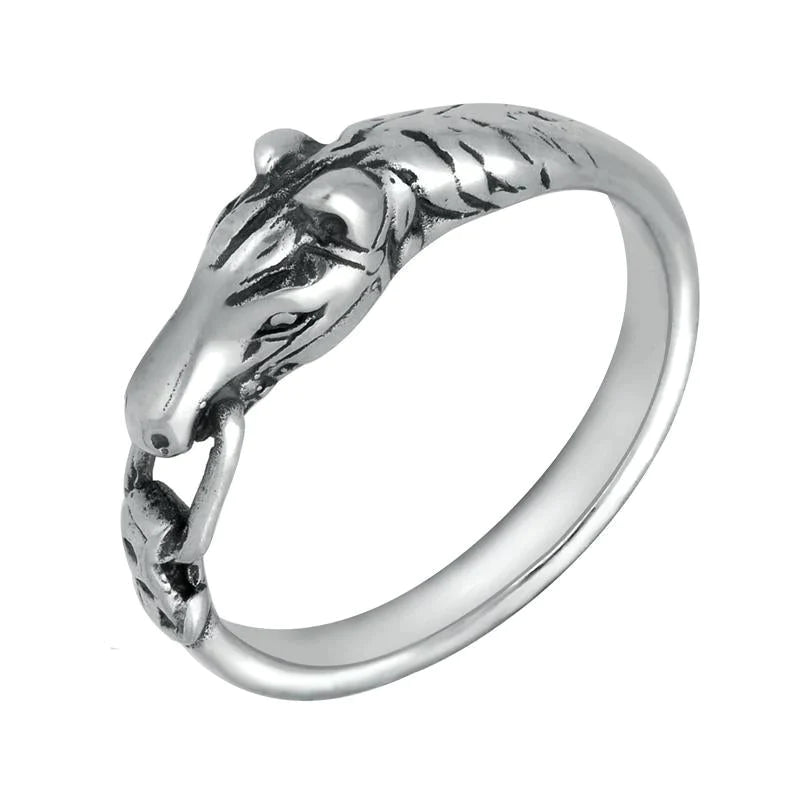 Sterling Silver Horse Rein Ring - Silver