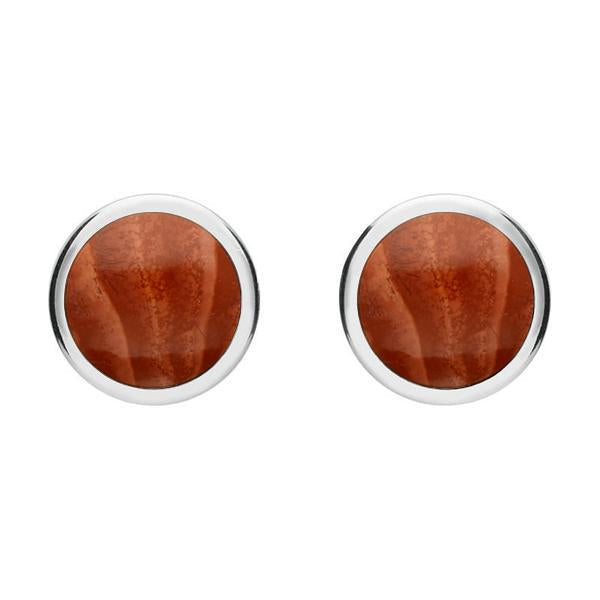 Sterling Silver Jasper Round Stud Earrings