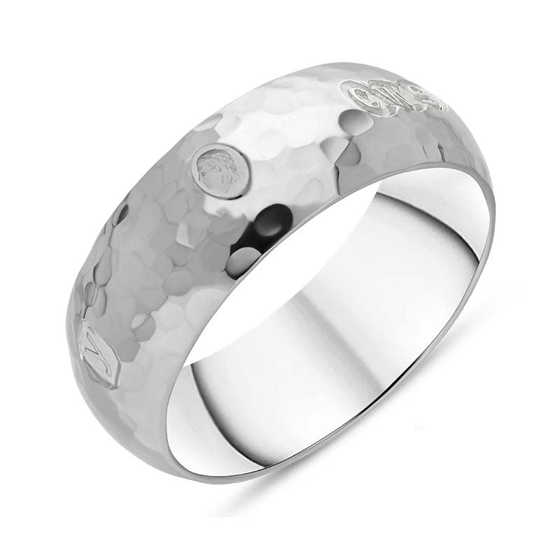 Sterling Silver King's Coronation Hallmark Hammered 8mm Ring D - N