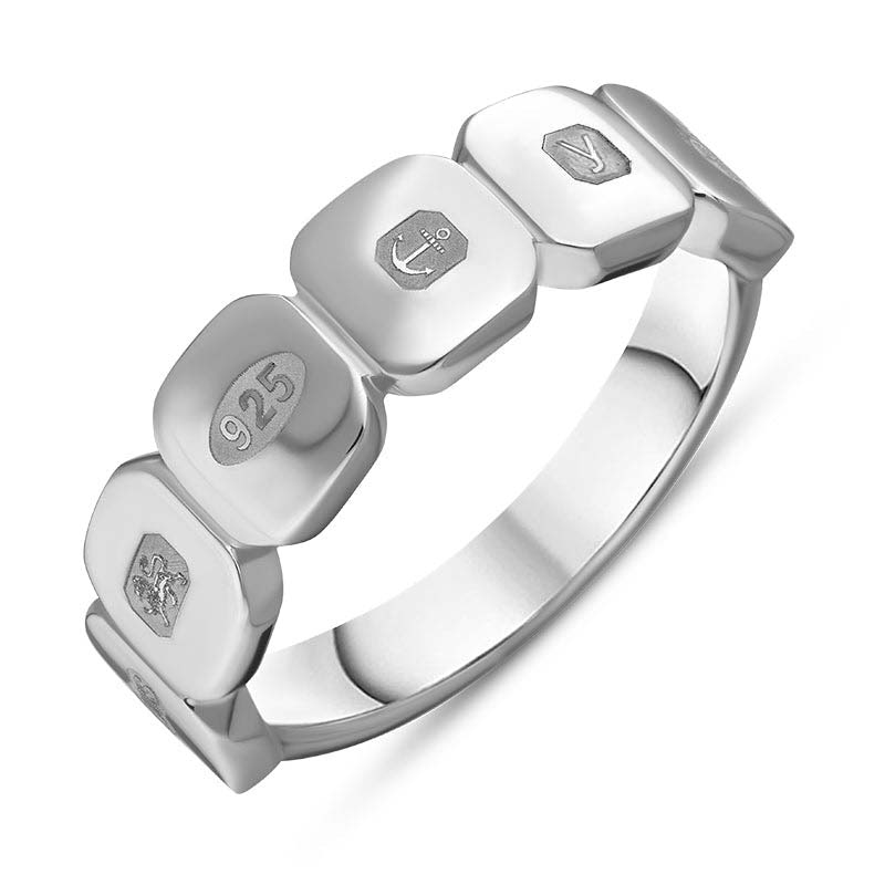 Sterling Silver King's Coronation Hallmark Round Cushion Ring D - Z