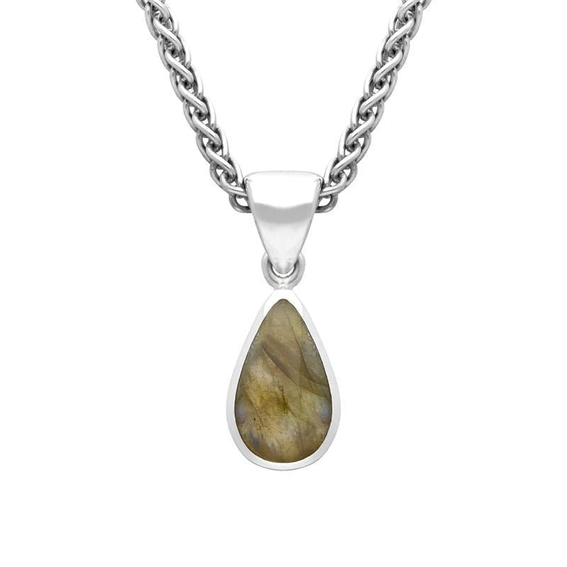 Sterling Silver Labradorite Dinky Pear Necklace - Silver