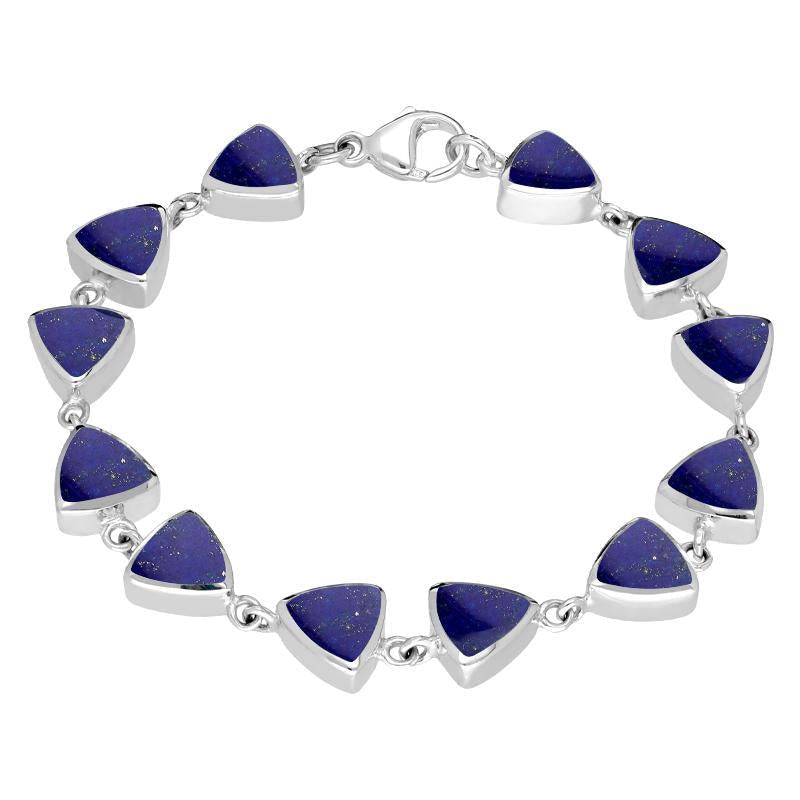 Sterling Silver Lapis Lazuli Curved Triangle Bracelet - Option1 Value Silver