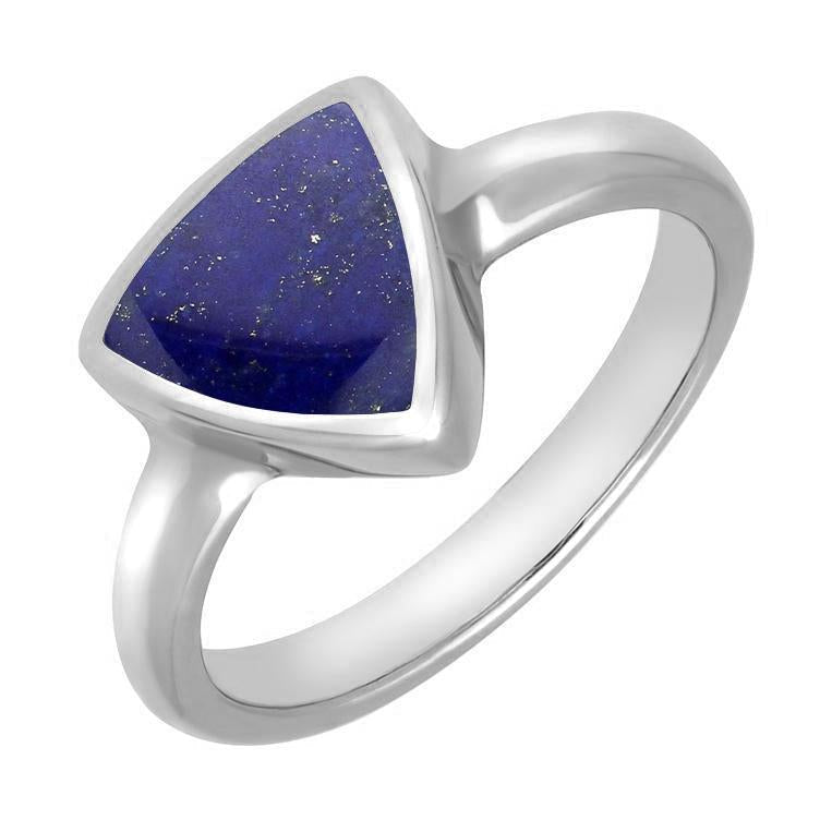 Sterling Silver Lapis Lazuli Curved Triangle Ring - Option1 Value Silver