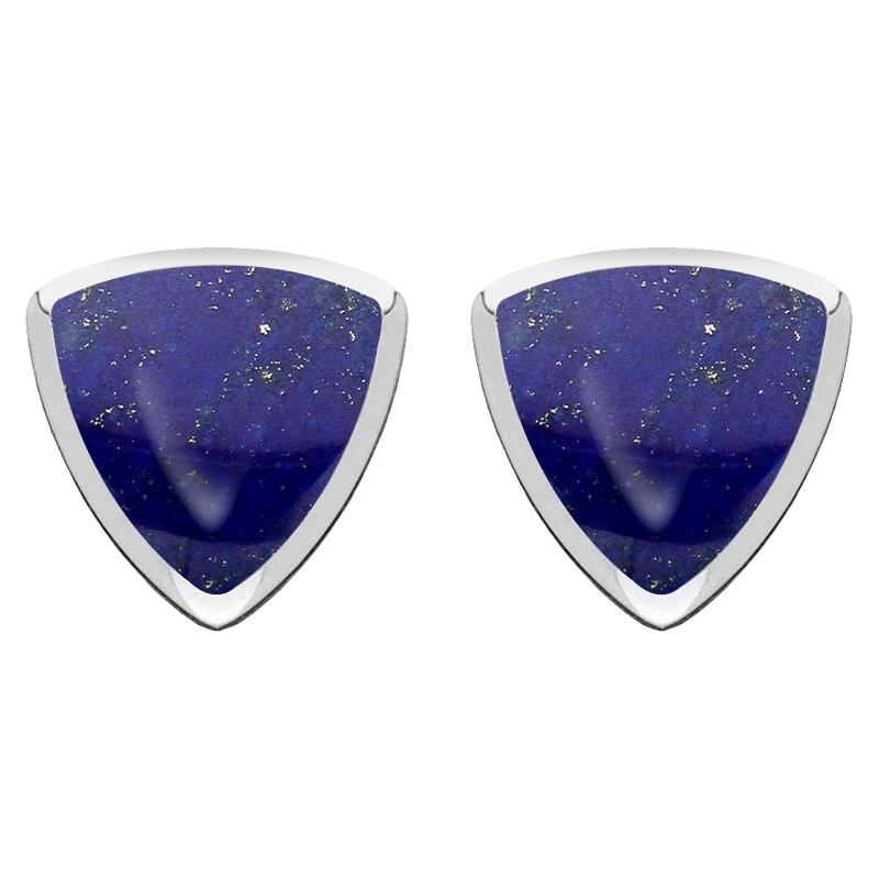 Sterling Silver Lapis Lazuli Curved Triangle Stud Earrings - Option1 Value Silver
