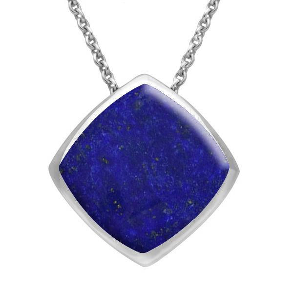 Sterling Silver Lapis Lazuli Cushion Necklace - Silver