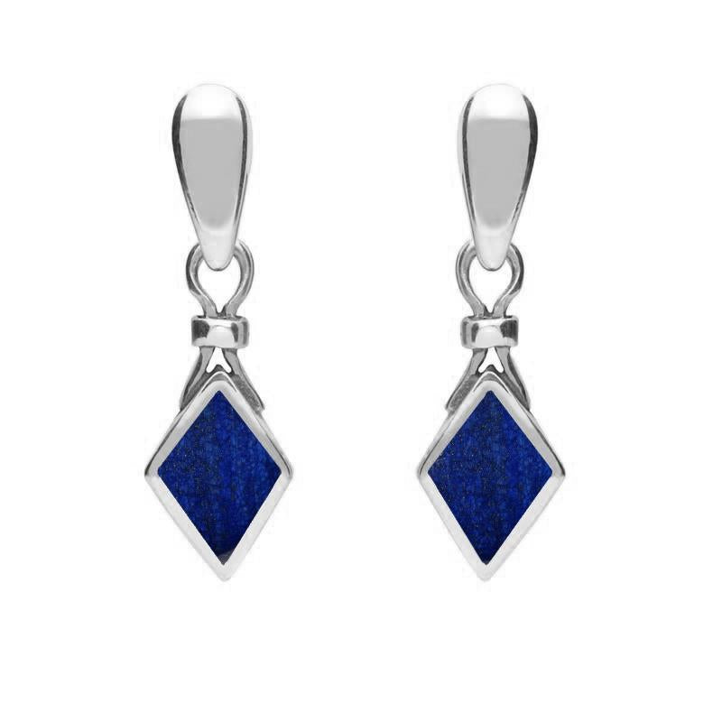 Sterling Silver Lapis Lazuli Dinky Diamond Shape Drop Earrings