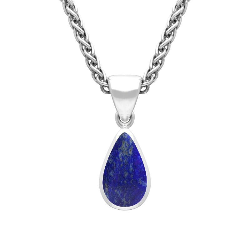 Sterling Silver Lapis Lazuli Dinky Pear Necklace - Silver