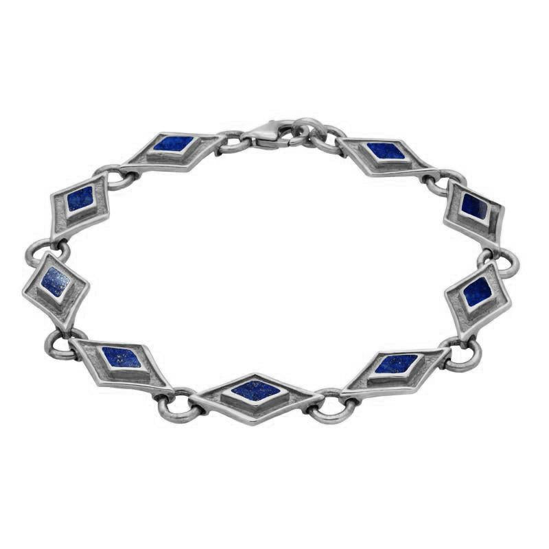 Sterling Silver Lapis Lazuli Eight Stone Kite Framed Bracelet
