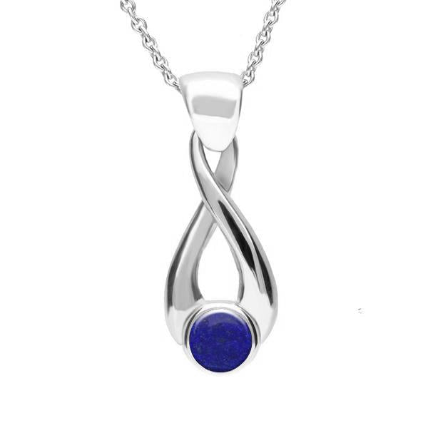 Sterling Silver Lapis Lazuli Eternity Loop Necklace - Silver