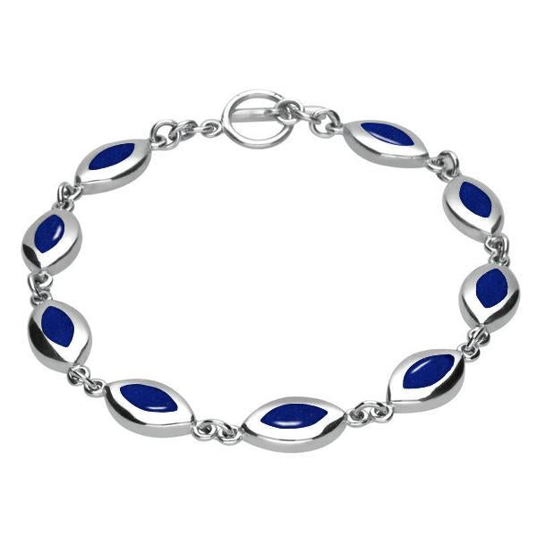 Sterling Silver Lapis Lazuli Framed Marquise Bracelet - Option1 Value Silver