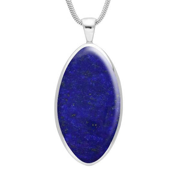 Sterling Silver Lapis Lazuli Large Oval Necklace - Option1 Value Silver
