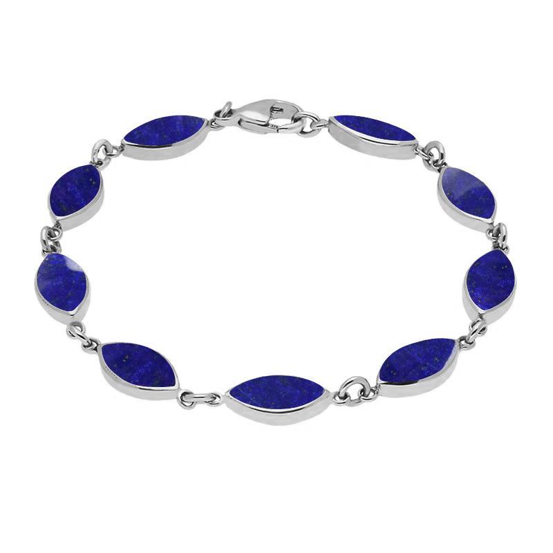 Sterling Silver Lapis Lazuli Marquise Bracelet - Option1 Value Silver