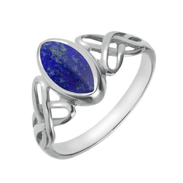Sterling Silver Lapis Lazuli Marquise Celtic Ring - Option1 Value