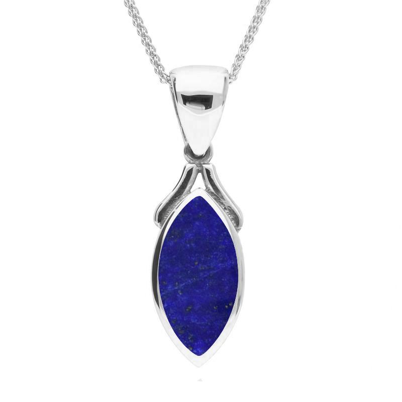 Sterling Silver Lapis Lazuli Marquise Necklace - Option1 Value Silver
