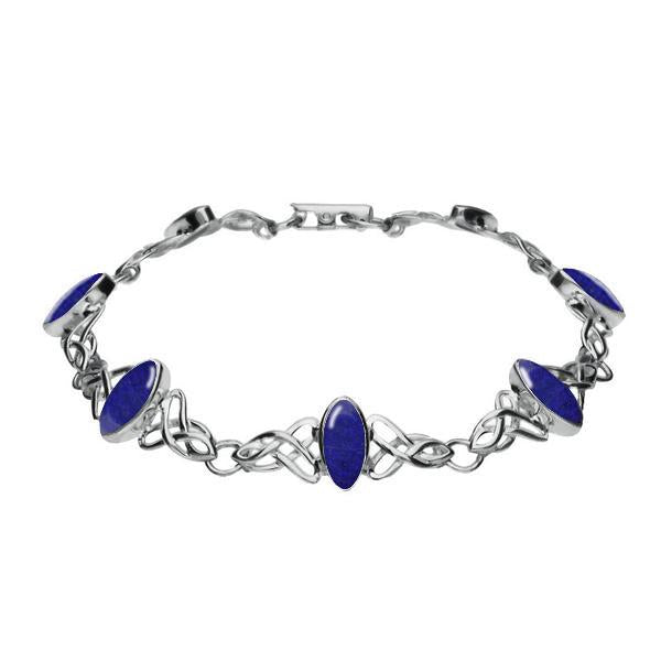 Sterling Silver Lapis Lazuli Marquise Shaped Celtic Bracelet - Option1 Value Silver