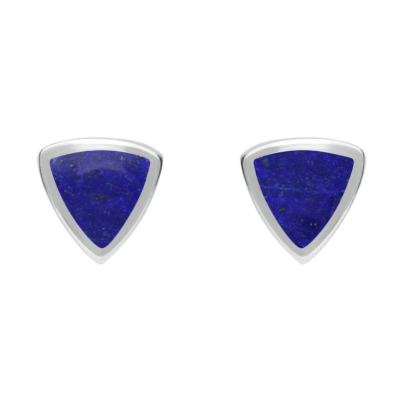 Sterling Silver Lapis Lazuli Small Curved Triangle Stud Earrings - Option1 Value Silver
