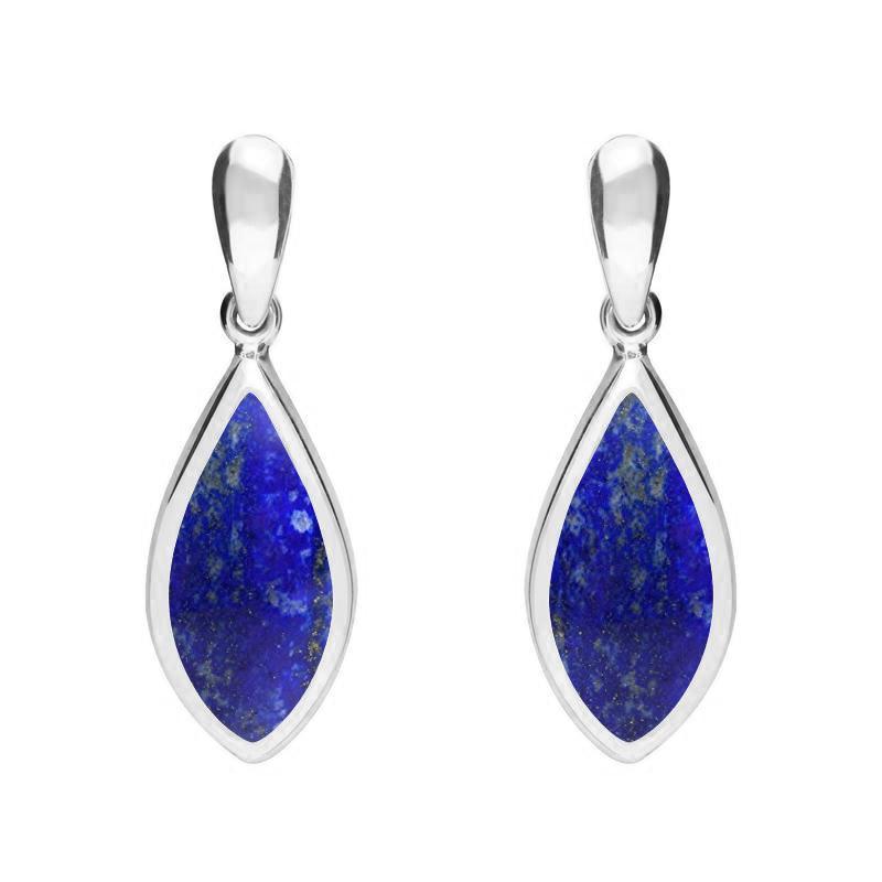 Sterling Silver Lapis Lazuli Small Pointed Pear Drop Earrings