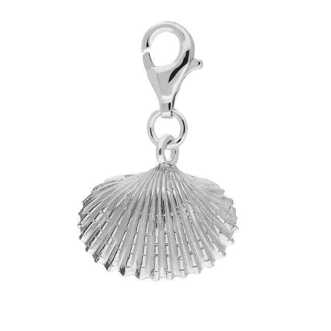 Sterling Silver Large Clam Shell Charm - Silver