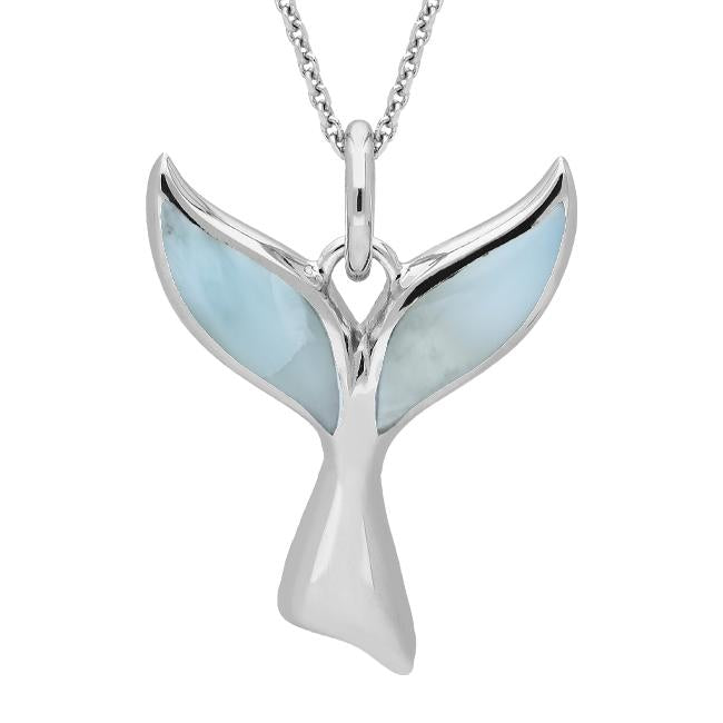 Sterling Silver Larimar Whale Tail Necklace - Silver