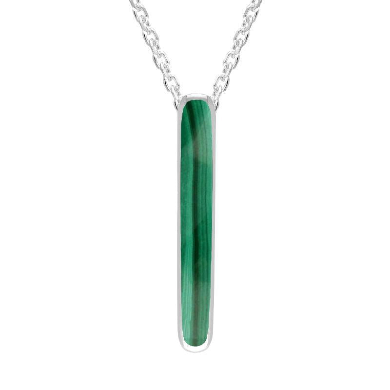 Sterling Silver Malachite Lineaire Drop Oval Necklace