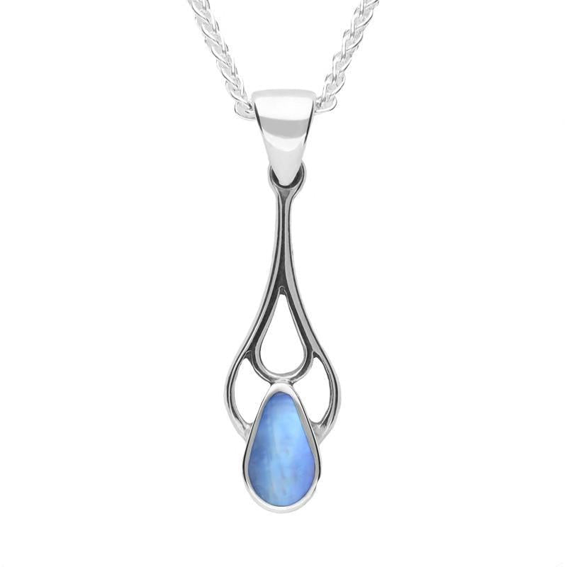 Sterling Silver Moonstone Pear Spoon Necklace - Silver