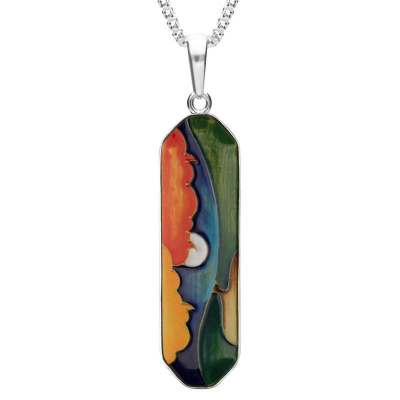 Sterling Silver Moorcroft Full Moon Eight Sided Bar Necklace - Silver