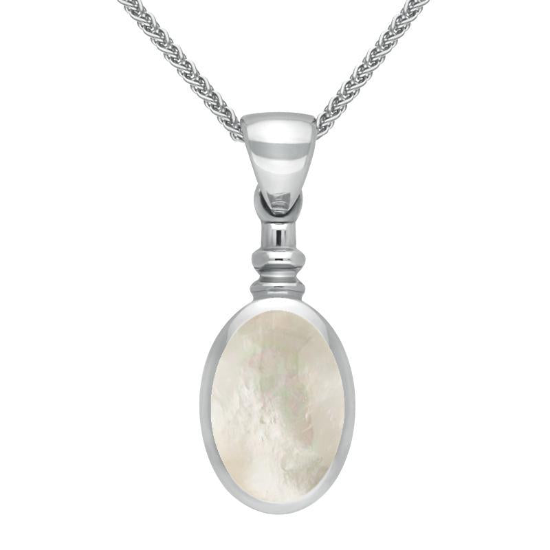 Sterling Silver Mother Of Pearl Bottletop Necklace - Silver