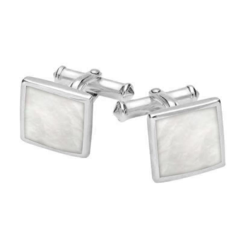 Sterling Silver Mother Of Pearl Square Flat Cufflinks - Option1 Value