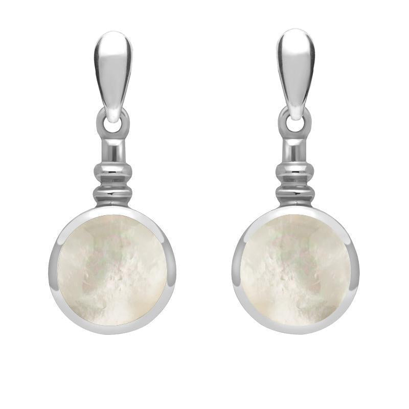 Sterling Silver Mother of Pearl Bottle Top Drop Earrings - Option1 Value Silver