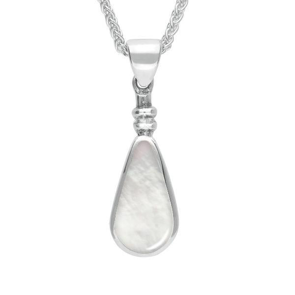 Sterling Silver Mother of Pearl Bottle Top Pear Necklace - Silver