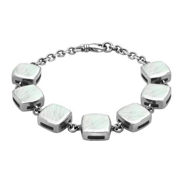 Sterling Silver Mother of Pearl Cushion Bracelet - Silver