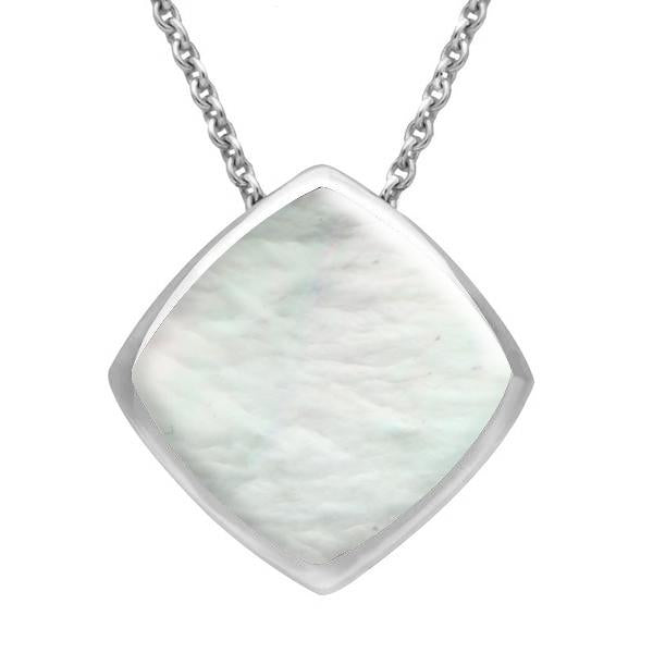 Sterling Silver Mother of Pearl Cushion Necklace - Silver