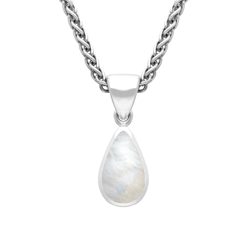 Sterling Silver Mother of Pearl Dinky Pear Necklace - Silver