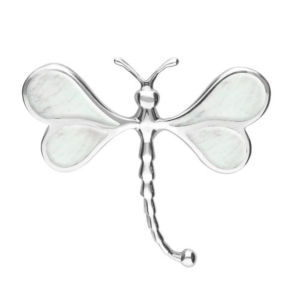 Sterling Silver Mother of Pearl Dragonfly Brooch - Silver