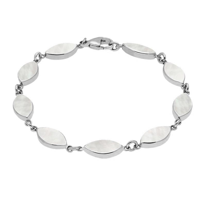 Sterling Silver Mother of Pearl Marquise Bracelet
