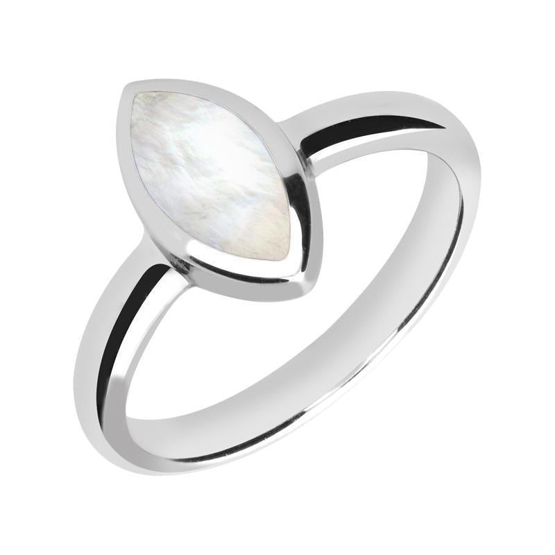 Sterling Silver Mother of Pearl Marquise Ring - Silver