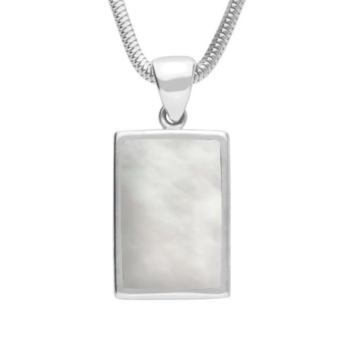 Sterling Silver Mother of Pearl Oblong Necklace - Option1 Value Silver