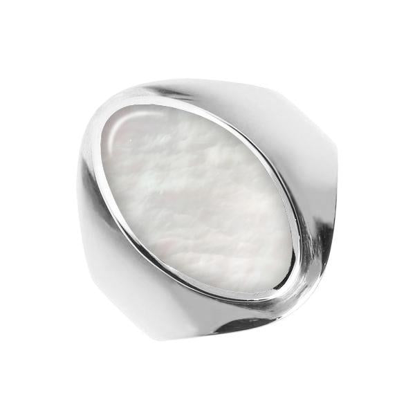 Sterling Silver Mother of Pearl Oval Ring - Option1 Value Silver