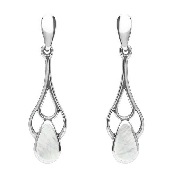 Sterling Silver Mother of Pearl Pear Spoon Earrings